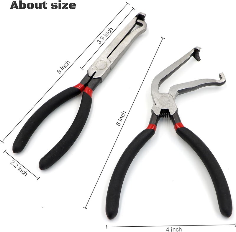 Yuheybe Eelectrical Disconnect Pliers,Electrical Disconnector Pliers for Cars, Fuel Line Petrol Clip Pipe &Automotive Tools for Push Tab Style Plugs (1*Straight+ 1 * 60 Degree) - Image 2